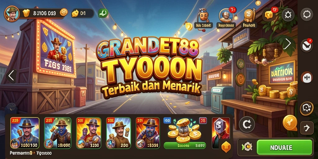Screenshot gameplay GRANDBET88 menampilkan keasyikan membangun kerajaan bisnis.