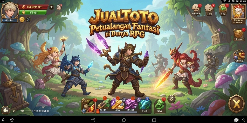 Tampilan gameplay JUALTOTO dengan pertarungan seru dan karakter yang beragam.
