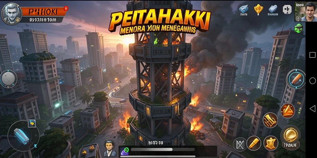 Screenshot PPHOKI menampilkan gameplay menara yang menarik dan menegangkan.